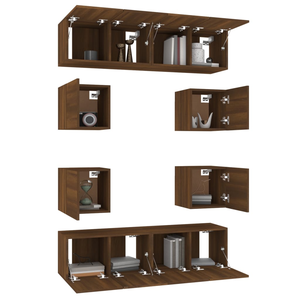8-tlg. TV-Schrank-Set Braun Eichen-Optik Holzwerkstoff