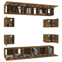 Thumbnail for 10-tlg. TV-Schrank-Set Räuchereiche Holzwerkstoff