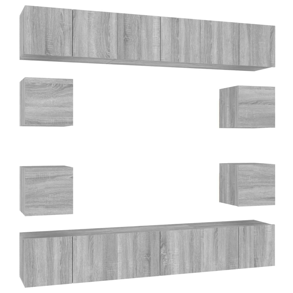 10-tlg. TV-Schrank-Set Grau Sonoma Holzwerkstoff