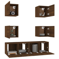 Thumbnail for 6-tlg. TV-Schrank-Set Braun Eichen-Optik Holzwerkstoff