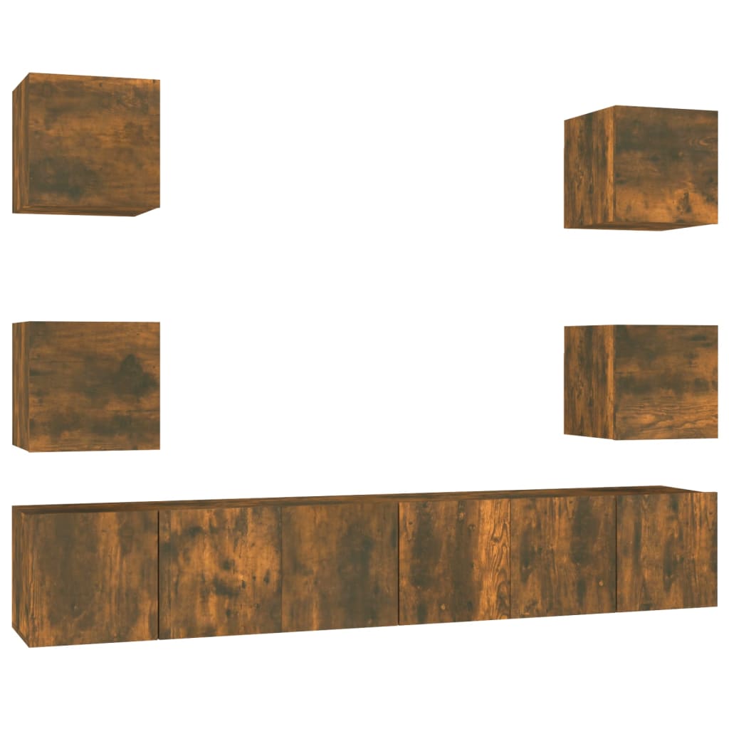 7-tlg. TV-Schrank-Set Räuchereiche Holzwerkstoff