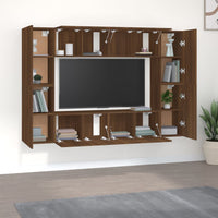 Thumbnail for 8-tlg. TV-Schrank-Set Braun Eichen-Optik Holzwerkstoff