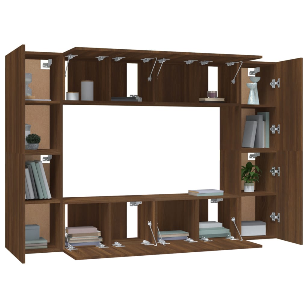 8-tlg. TV-Schrank-Set Braun Eichen-Optik Holzwerkstoff