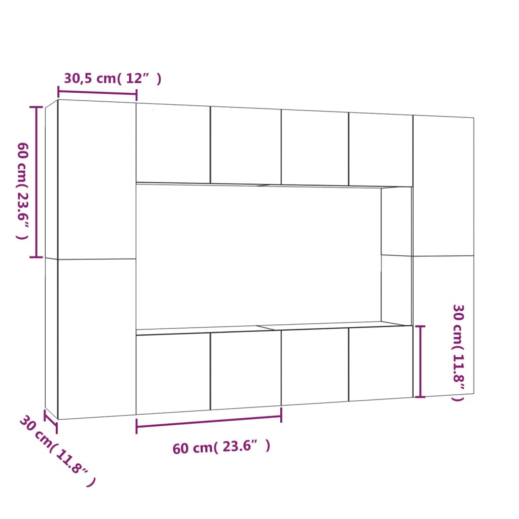 8-tlg. TV-Schrank-Set Braun Eichen-Optik Holzwerkstoff