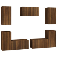 Thumbnail for 7-tlg. TV-Schrank-Set Braun Eichen-Optik Holzwerkstoff