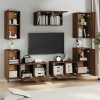 Thumbnail for 7-tlg. TV-Schrank-Set Braun Eichen-Optik Holzwerkstoff