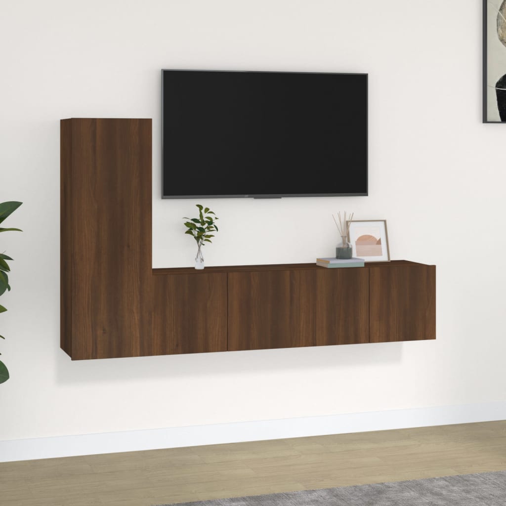3-tlg. TV-Schrank-Set Braun Eichen-Optik Holzwerkstoff