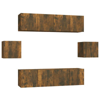 Thumbnail for 6-tlg. TV-Schrank-Set Räuchereiche Holzwerkstoff