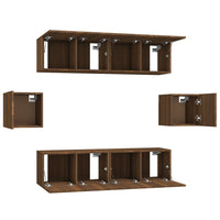 Thumbnail for 6-tlg. TV-Schrank-Set Braun Eichen-Optik Holzwerkstoff