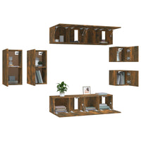 Thumbnail for 8-tlg. TV-Schrank-Set Räuchereiche Holzwerkstoff