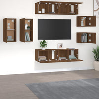 Thumbnail for 8-tlg. TV-Schrank-Set Braun Eichen-Optik Holzwerkstoff