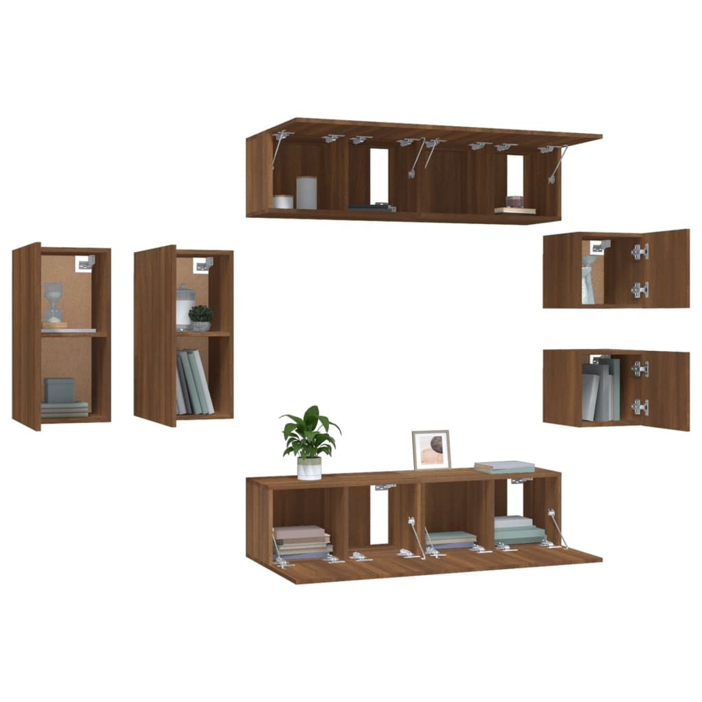 8-tlg. TV-Schrank-Set Braun Eichen-Optik Holzwerkstoff