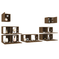 Thumbnail for 7-tlg. TV-Schrank-Set Braun Eichen-Optik Holzwerkstoff