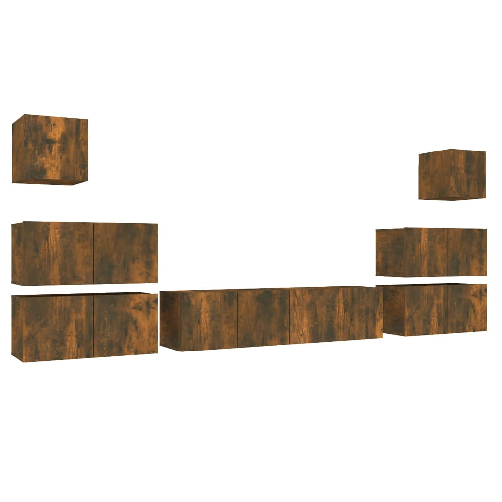 8-tlg. TV-Schrank-Set Räuchereiche Holzwerkstoff