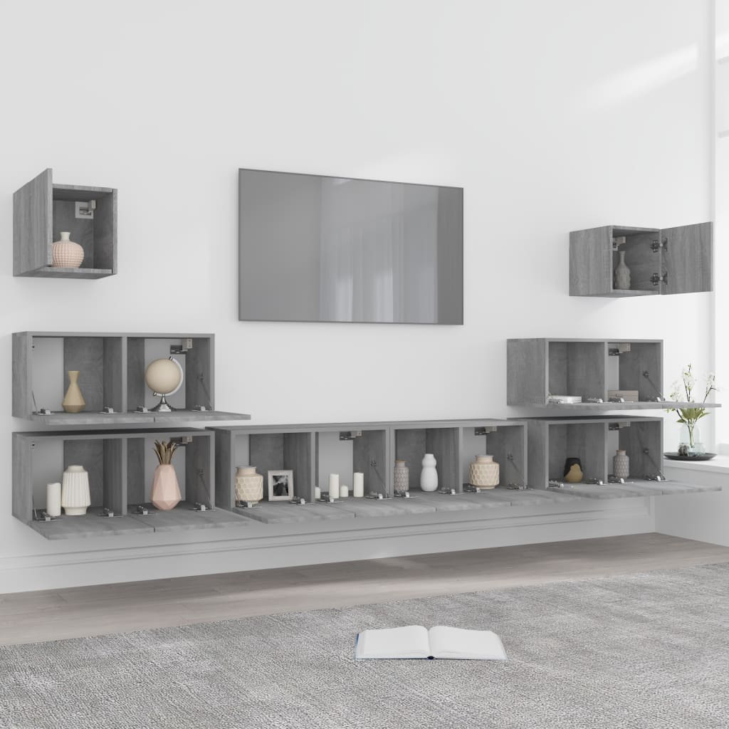 8-tlg. TV-Schrank-Set Grau Sonoma Holzwerkstoff