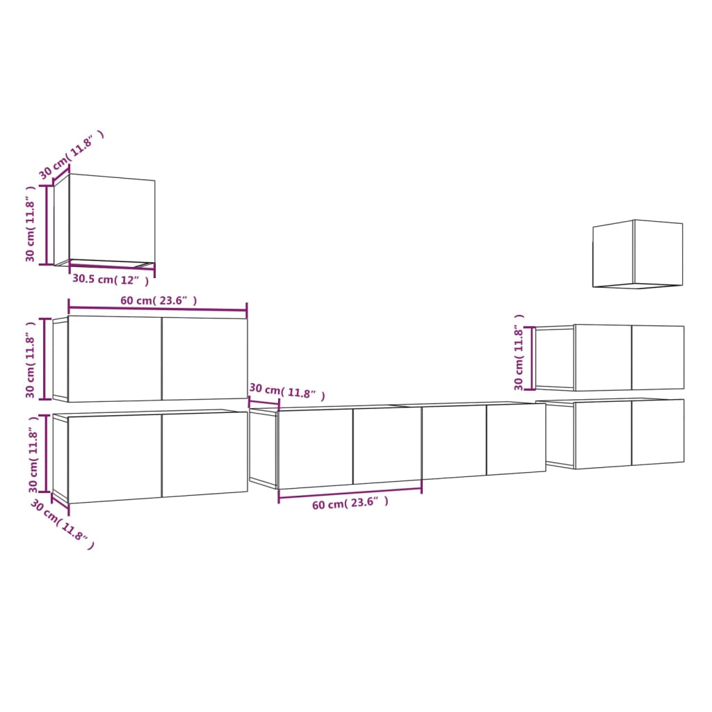 8-tlg. TV-Schrank-Set Grau Sonoma Holzwerkstoff