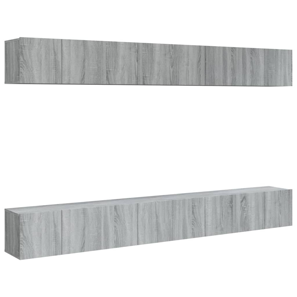8-tlg. TV-Schrank-Set Grau Sonoma 60x30x30 cm Holzwerkstoff