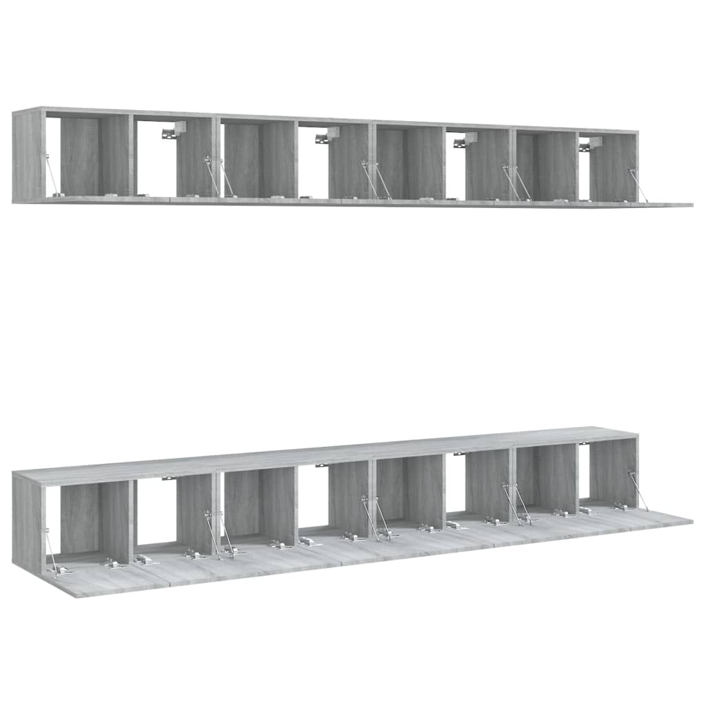 8-tlg. TV-Schrank-Set Grau Sonoma 60x30x30 cm Holzwerkstoff