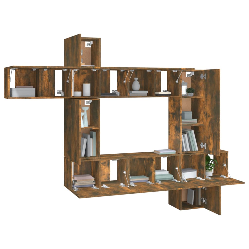 10-tlg. TV-Schrank-Set Räuchereiche Holzwerkstoff