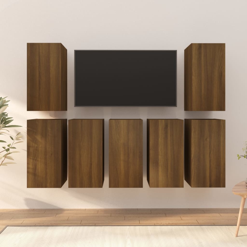 TV-Schränke 7 Stk. Braun Eichen-Optik 30,5x30x60 Holzwerkstoff