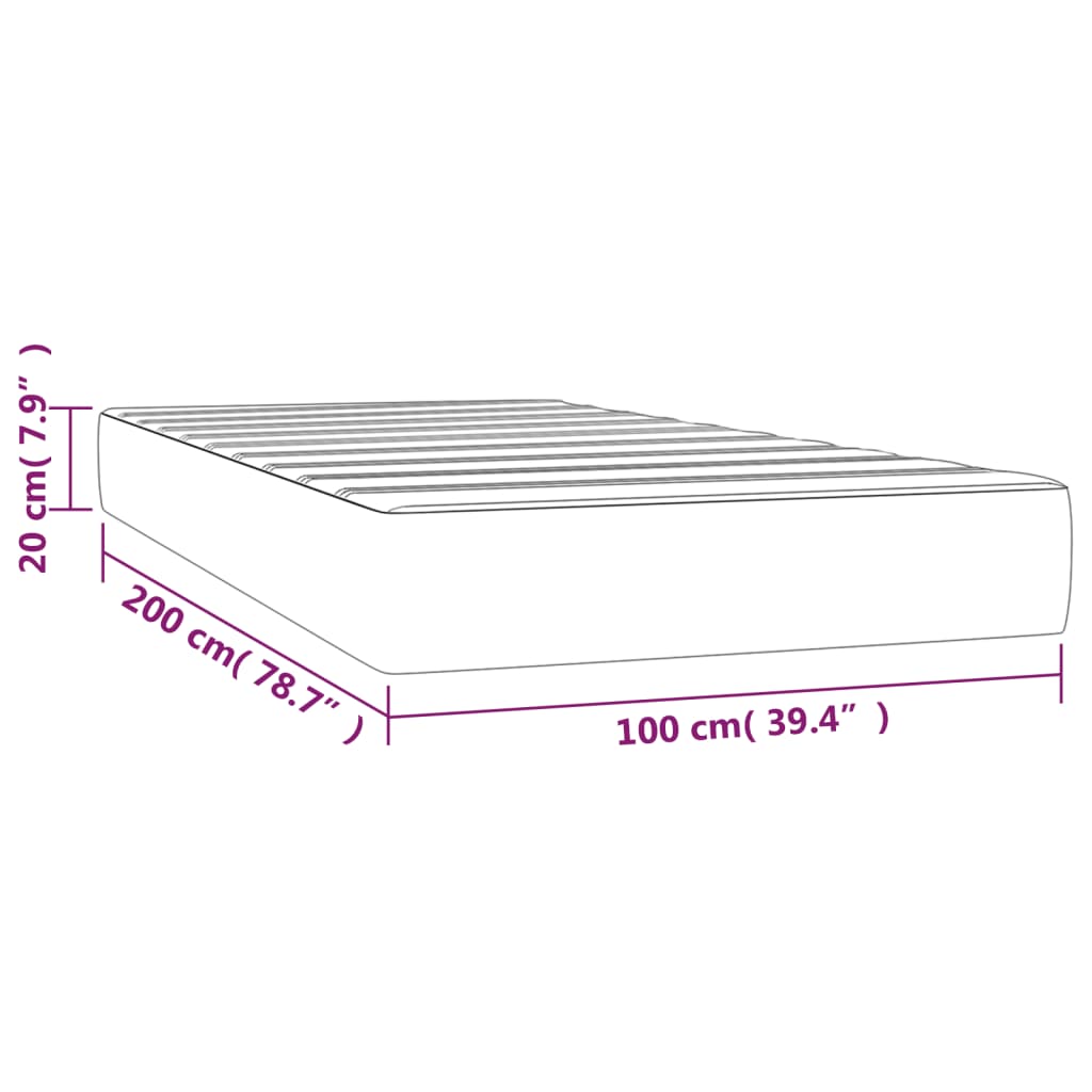 Taschenfederkernmatratze Dunkelgrau 100x200x20 cm Samt
