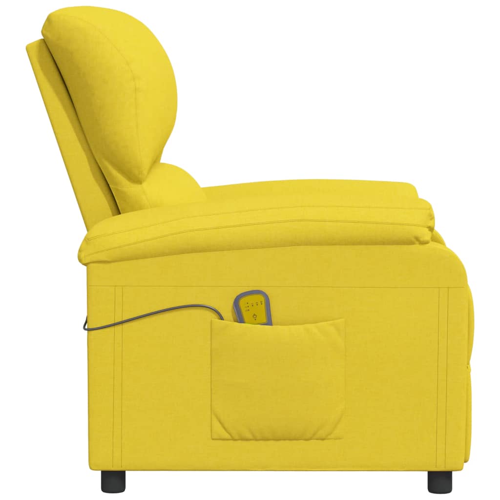 Massagesessel mit Liegefunktion Hellgelb Stoff