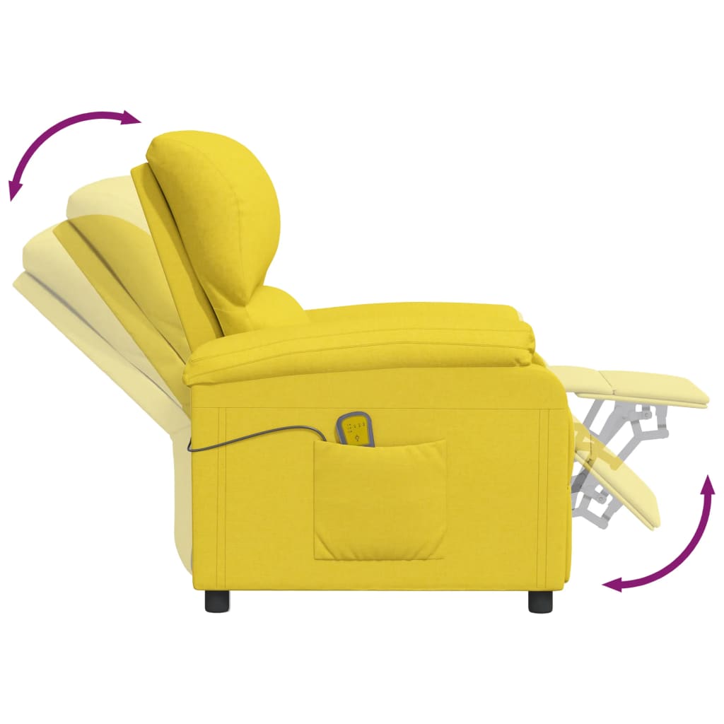 Massagesessel mit Liegefunktion Hellgelb Stoff