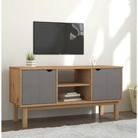 Thumbnail for TV-Schrank Braun und Grau 113,5x43x57 cm Massivholz Kiefer