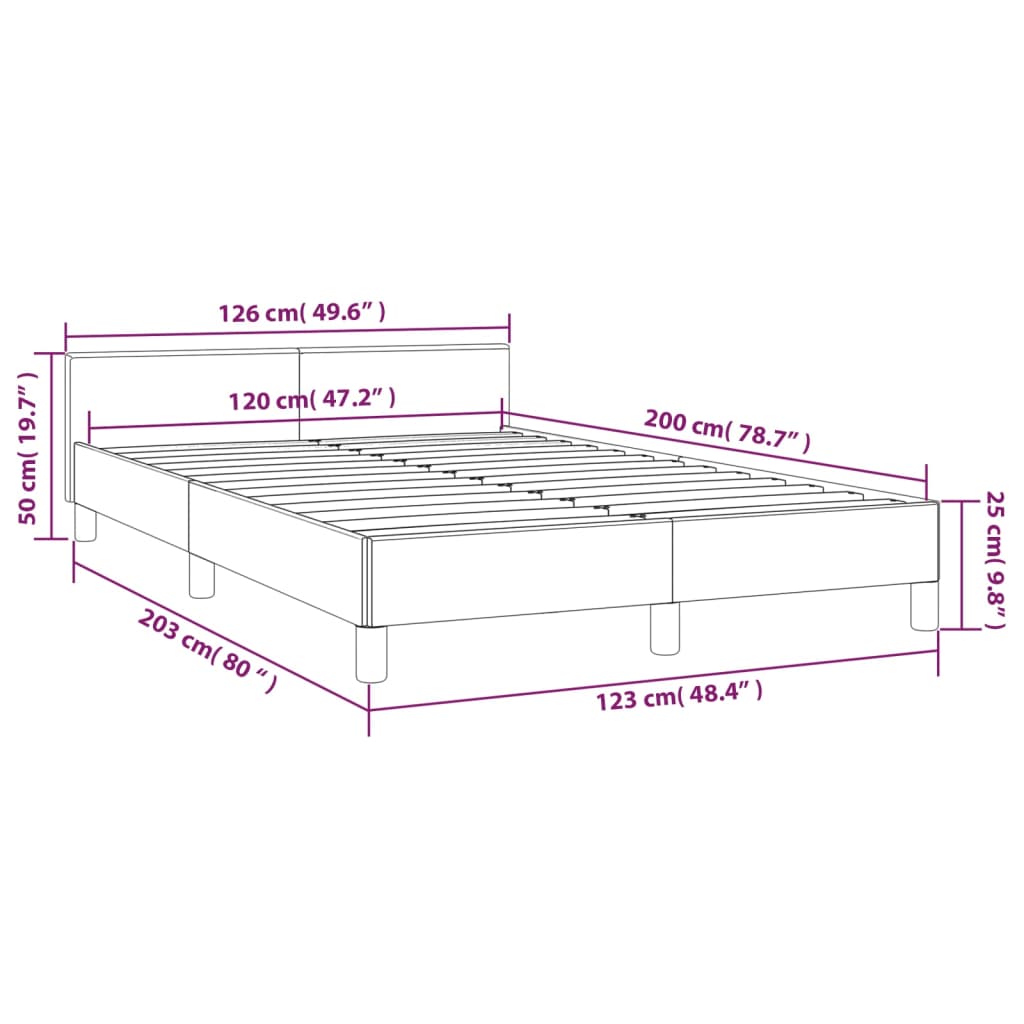 Bettgestell mit Kopfteil Blau 120x200 cm Stoff