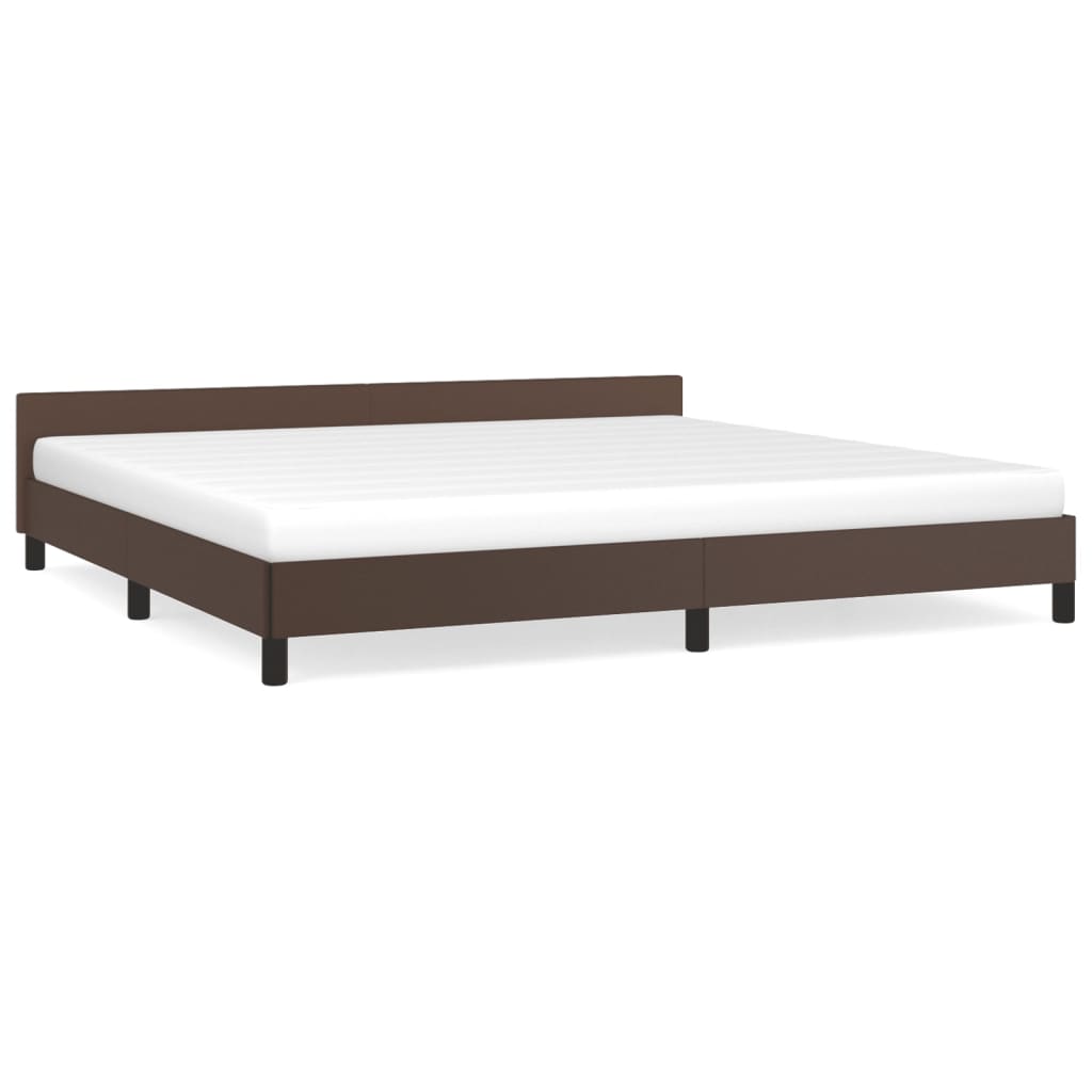Bettgestell mit Kopfteil Braun 200x200 cm Kunstleder