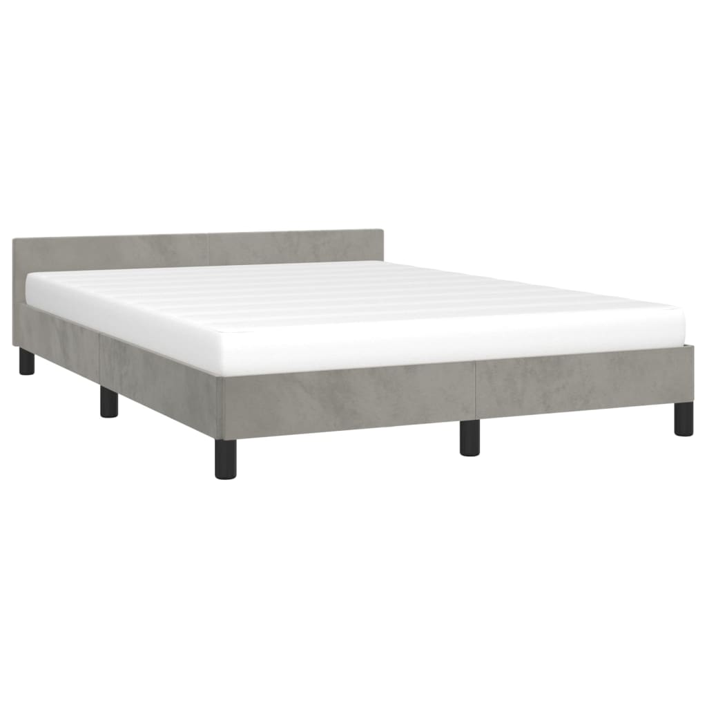 Bettgestell mit Kopfteil Hellgrau 140x190 cm Samt