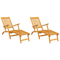 Thumbnail for Terrassenstühle mit Fußstützen 2 Stk. Massivholz Akazie