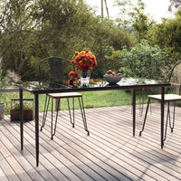 Thumbnail for Garten-Esstisch Schwarz 160x80x74 cm Stahl und Hartglas