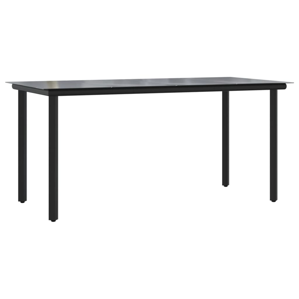 Garten-Esstisch Schwarz 160x80x74 cm Stahl und Hartglas
