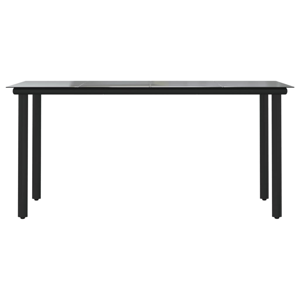 Garten-Esstisch Schwarz 160x80x74 cm Stahl und Hartglas