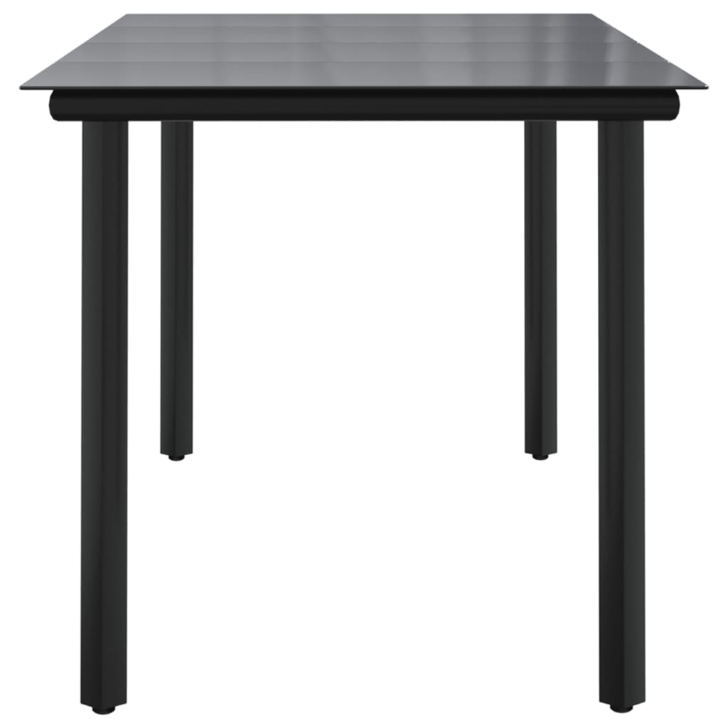 Garten-Esstisch Schwarz 160x80x74 cm Stahl und Hartglas