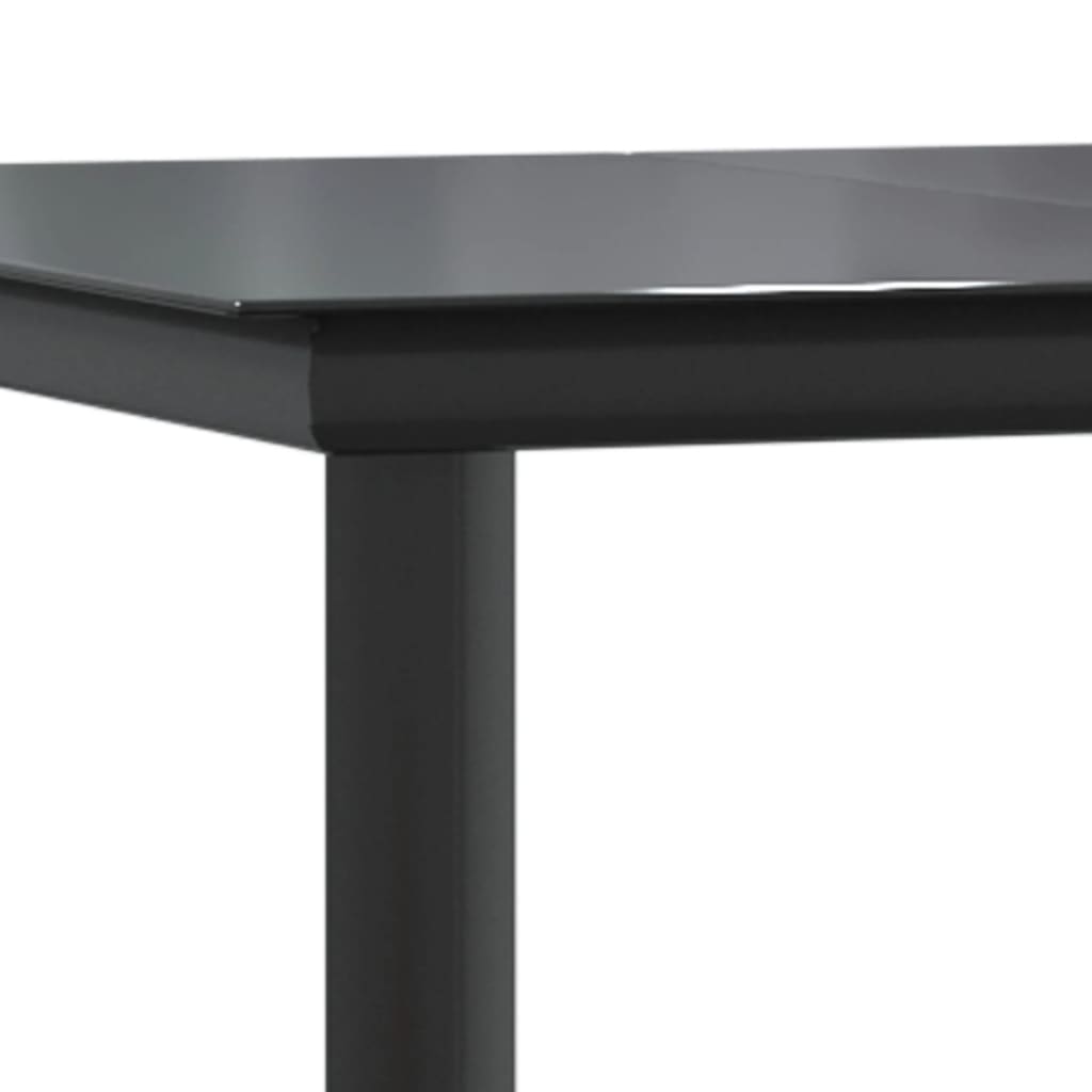 Garten-Esstisch Schwarz 160x80x74 cm Stahl und Hartglas