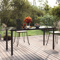 Thumbnail for Garten-Esstisch Schwarz 160x80x74 cm Stahl und Hartglas