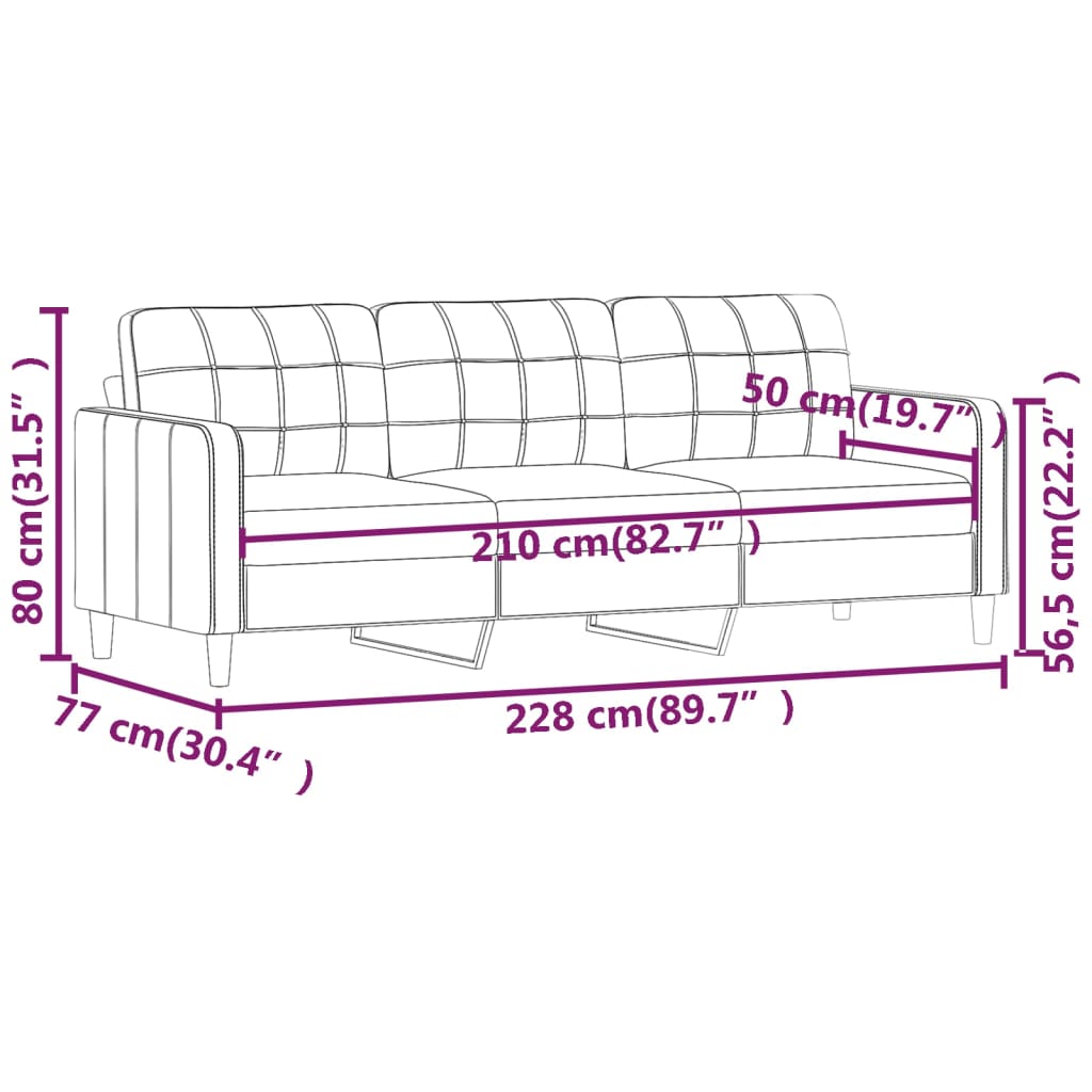 3-Sitzer-Sofa Hellgelb 210 cm Stoff