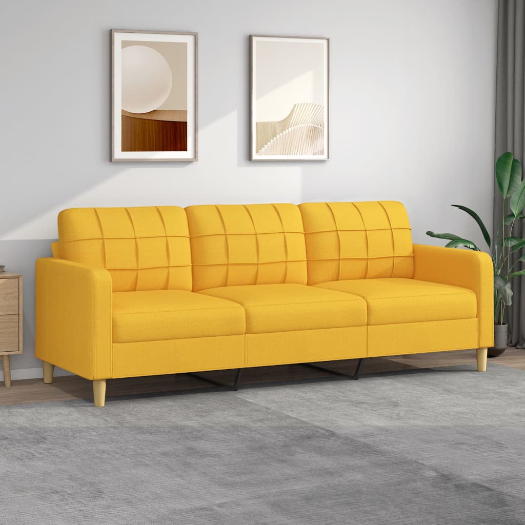3-Sitzer-Sofa Hellgelb 210 cm Stoff