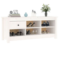 Thumbnail for Schuhschrank Weiß 110x38x45,5 cm Massivholz Kiefer