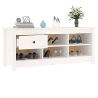 Thumbnail for Schuhschrank Weiß 110x38x45,5 cm Massivholz Kiefer