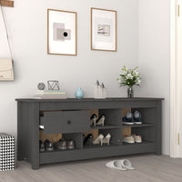 Thumbnail for Schuhschrank Grau 110x38x45,5 cm Massivholz Kiefer