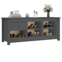 Thumbnail for Schuhschrank Grau 110x38x45,5 cm Massivholz Kiefer