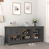 Thumbnail for Schuhschrank Grau 110x38x45,5 cm Massivholz Kiefer