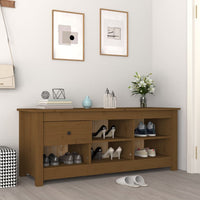 Thumbnail for Schuhschrank Honigbraun 110x38x45,5 cm Massivholz Kiefer