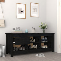 Thumbnail for Schuhschrank Schwarz 110x38x45,5 cm Massivholz Kiefer