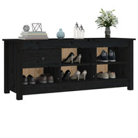 Thumbnail for Schuhschrank Schwarz 110x38x45,5 cm Massivholz Kiefer