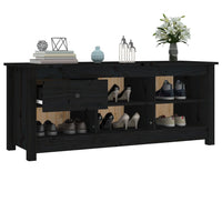 Thumbnail for Schuhschrank Schwarz 110x38x45,5 cm Massivholz Kiefer