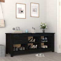 Thumbnail for Schuhschrank Schwarz 110x38x45,5 cm Massivholz Kiefer
